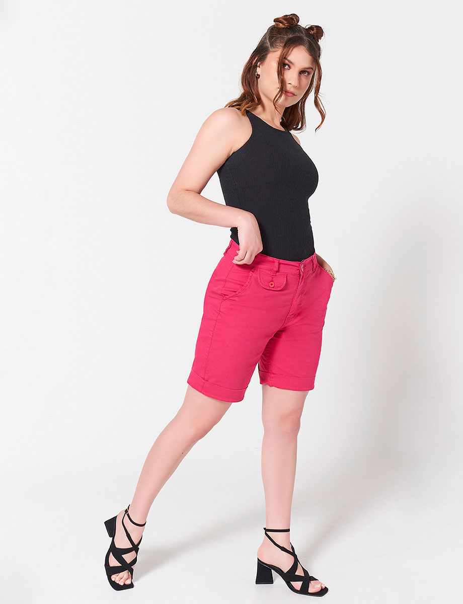 Bermuda Gabardina Fucsia