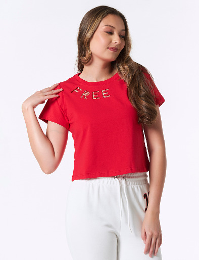 Camiseta Roja Cortes <em class="search-results-highlight">Letras</em> Free