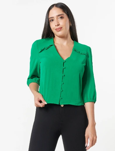 Blusa con Ruches Verde