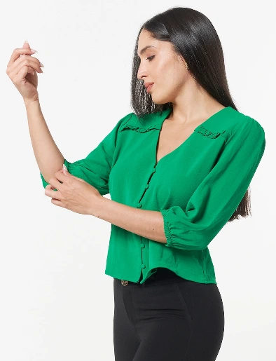 Blusa con Ruches Verde