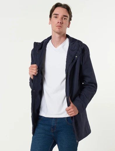 Parka Gabardina Azul Marino