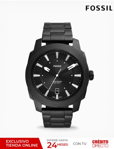 Reloj Machine en Acero Inoxidable Negro | <em class="search-results-highlight">Fossil</em>