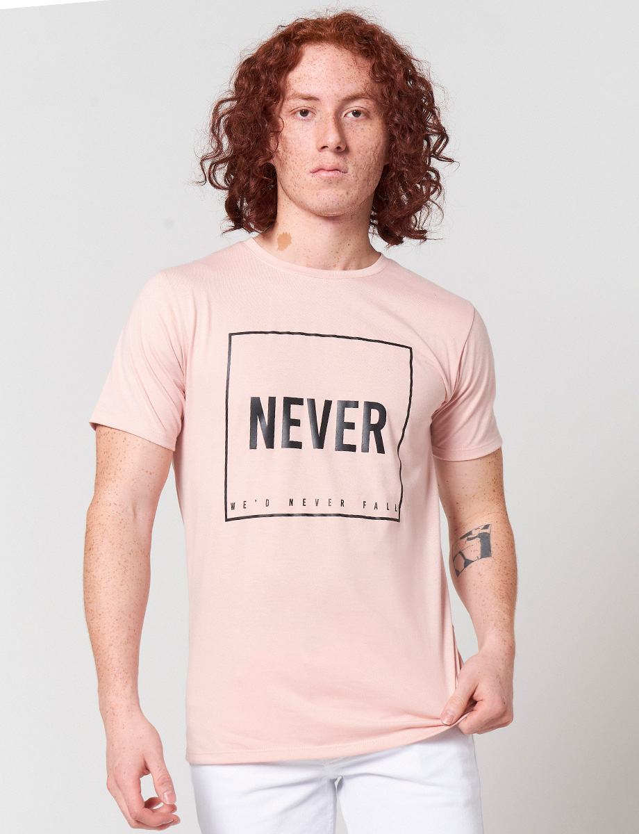 Camisetas Hombre, Camiseta Cuello Caja Rosa