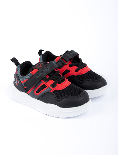 Sneaker Cordones y Velcro Negro  | OP