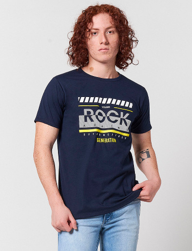 Camiseta Rock azul Oscuro
