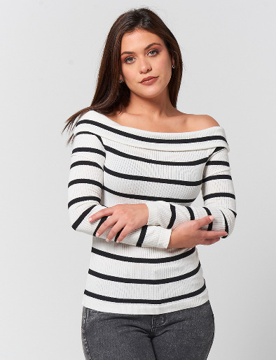 Sweater Off Shoulder a Rayas