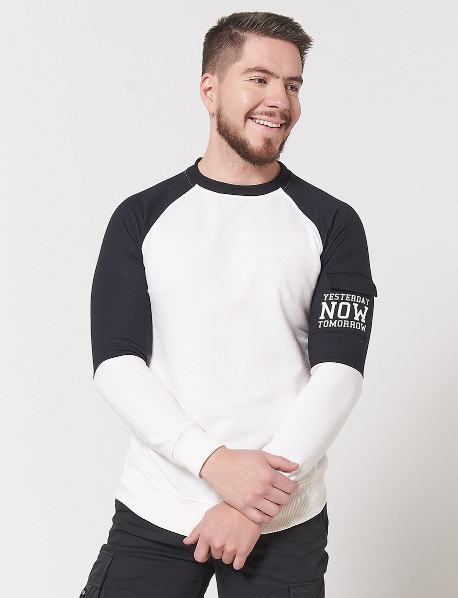 Sweater Hombre Combinado Cuello Redondo Abrigado Premium