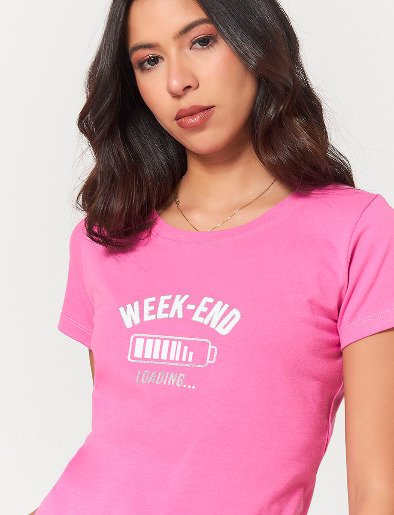 Camiseta Week-End Rosada