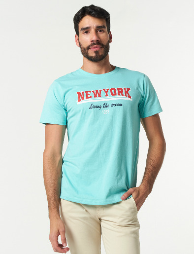 Camiseta New York Turquesa