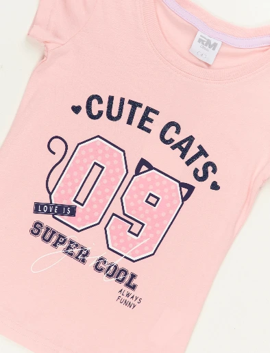 Camiseta Pre Cute Cats Rosado