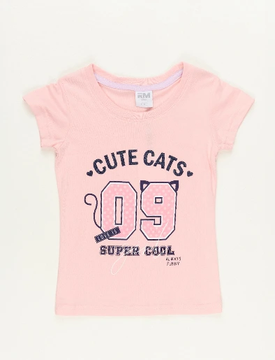 Camiseta Esc Cute Cats Rosado