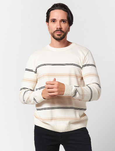 Sweater de Líneas Blanco