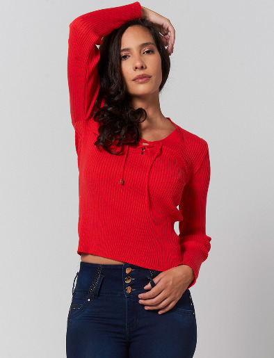 Sweater Trenza Rojo