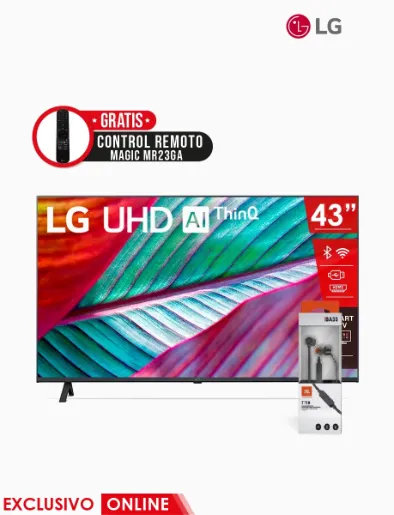 Combo Televisor de 43" UHD 4K | LG + Audífono T110 | JBL