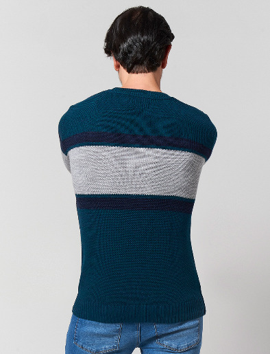 Sweater Bloque de Color Petróleo
