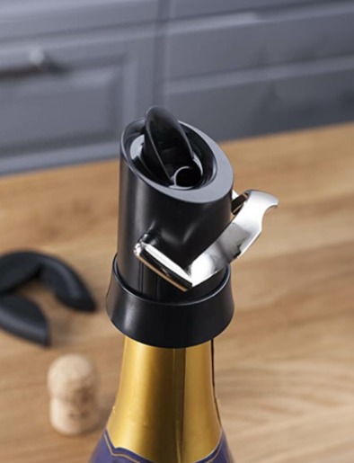 Tapón y Vertidor al Vacio para Champagne Negro | Vacu Vin