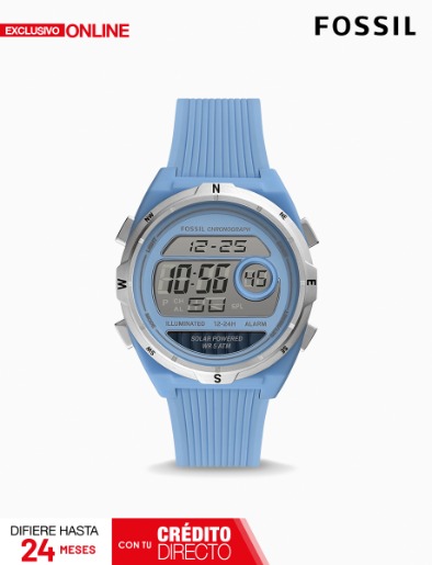 Reloj Digital de Silicona Azul Everett | Fossil