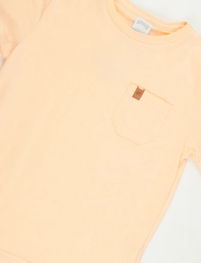 Camiseta Bolsillo Parche Naranja
