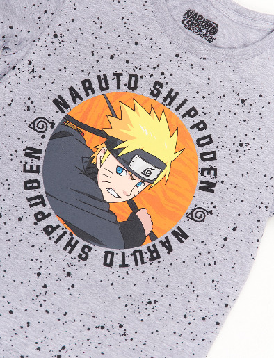 Camiseta Naruto Pre Salpicado Gris