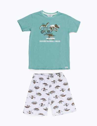 Pijama Camiseta + Short Dinosaurios