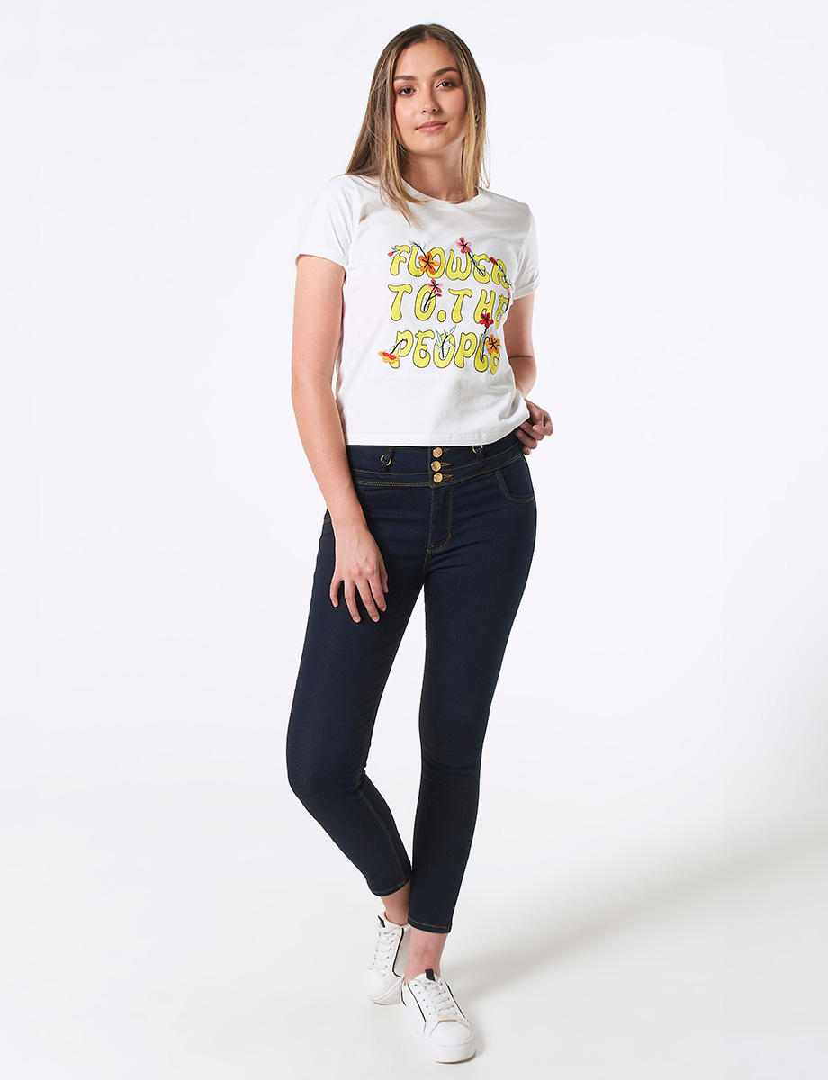 Jean Skinny 4 Botones Azul oscuro, JEANS Y PANTALONES