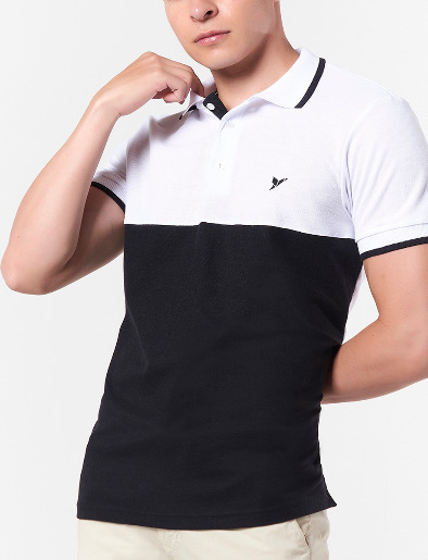 Camiseta Polo Bloque de color Negro