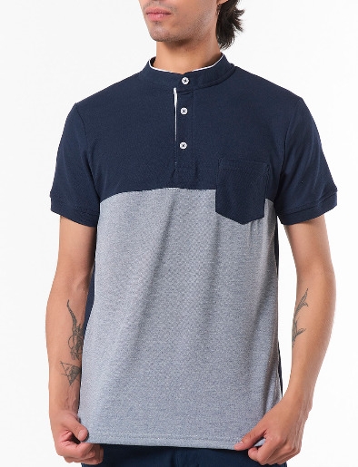 Camiseta Polo Azul Marino/Gris