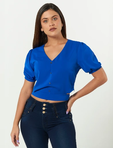 Blusa Corta Azul Eléctrico