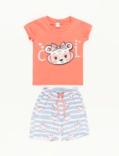Pijama Camiseta+Short  Rayas Celeste / Blanco