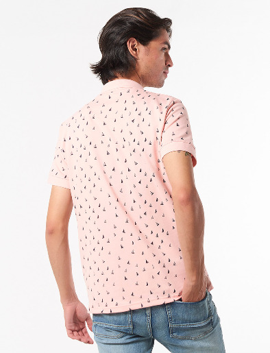 Camiseta Polo Mini Print Velero Rosado