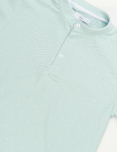Camiseta Polo Mini Prints Verde Agua