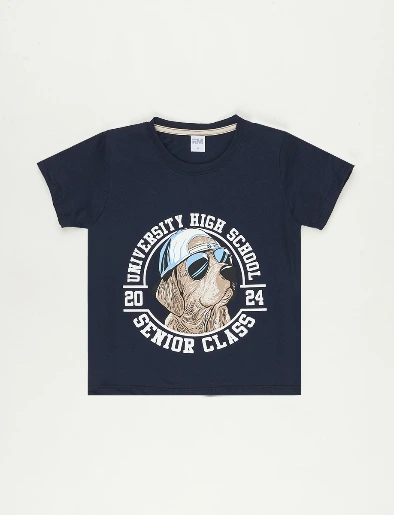 Camiseta Pre Perro Gafas Azul Marino
