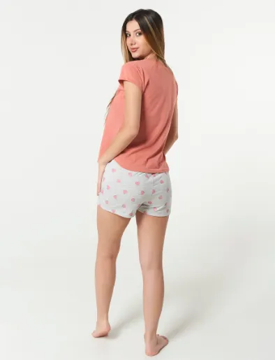 Pijama Camiseta + Short Coral