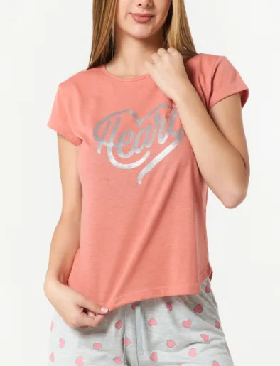 Pijama Camiseta + Short Coral