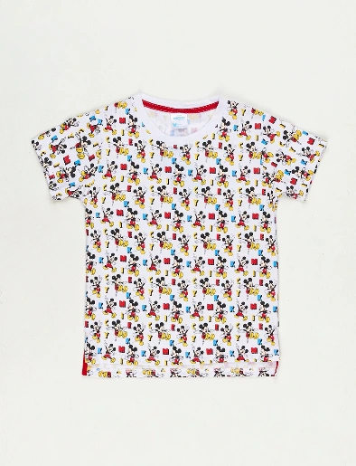 Camiseta Mini Prints Mickey Blanco