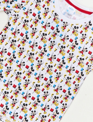Camiseta Mini Prints Mickey Blanco