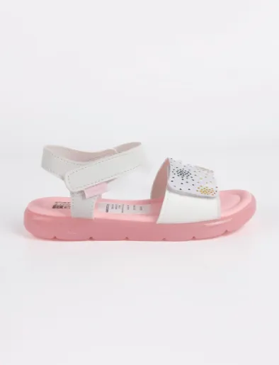 Sandalias Flat Blanco/Rosado | Pampili