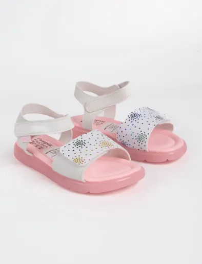 Sandalias Flat Blanco/Rosado | Pampili