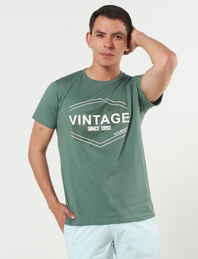 Camiseta Vintage Verde Aceituna