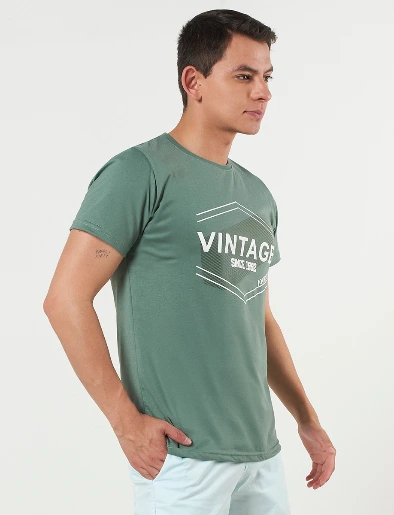 Camiseta Vintage Verde Aceituna