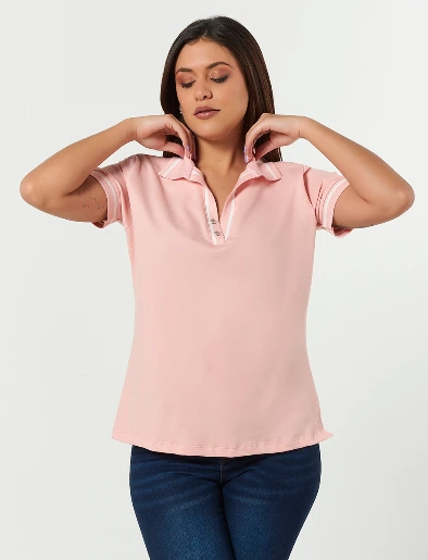 Camiseta Polo Combinada Rosada