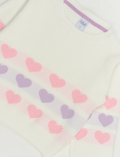 Sweater Corazones Blanco