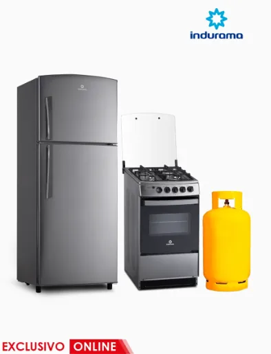 Combo Refrigeradora Top Mount RI-375 256 Litros + Cocina Cadiz Spazio | Indurama + Cilindro de Gas