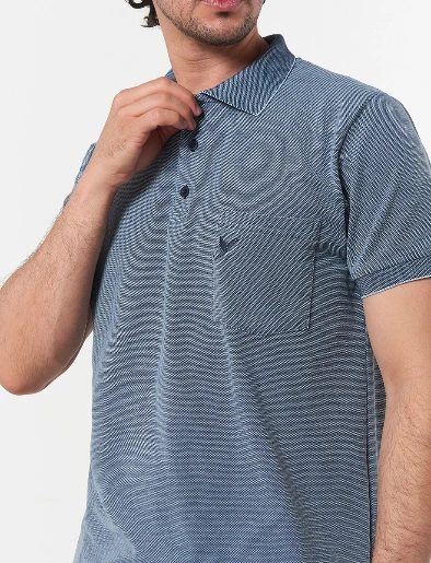 Camiseta Polo Textura Azul