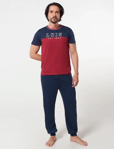 Pijama Camiseta + Pantalón Rojo /Azul