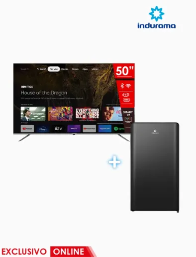 Combo Smart TV 50" UHD 4K + <em class="search-results-highlight">Minibar</em> Curved 95 Lt Negro | Indurama