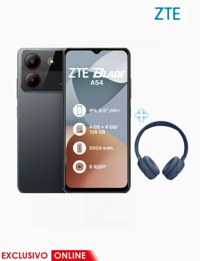 Combo de Celular Blade A54 Gris | ZTE + Audífono Tune 520BT | JBL