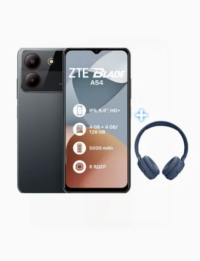 Combo de Celular Blade A54 Gris | ZTE + Audífono Tune 520BT | JBL