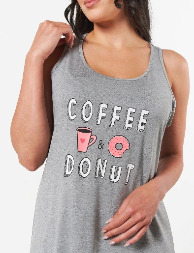 Pijama Bata Coffee & Donut Gris