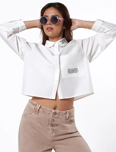 Blusa Camisera Bordado Blanco